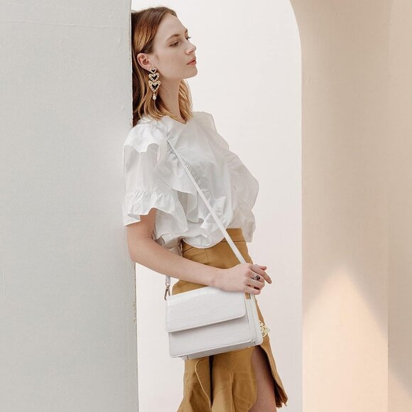 Crossbody Bags for Women Vegan Leather Purses 1-crocodile White - Picture 2 of 6